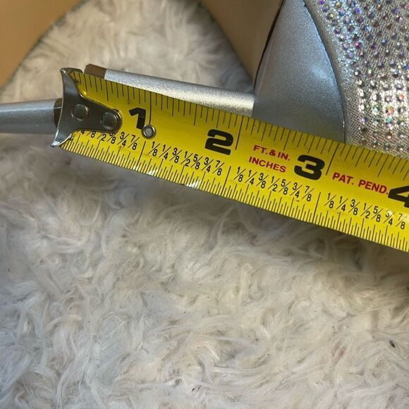 Moda Tope synthetic Silver Rhinestones Ankle Boots pointed toe side zipper SZ9.5 - Picture 8 of 16